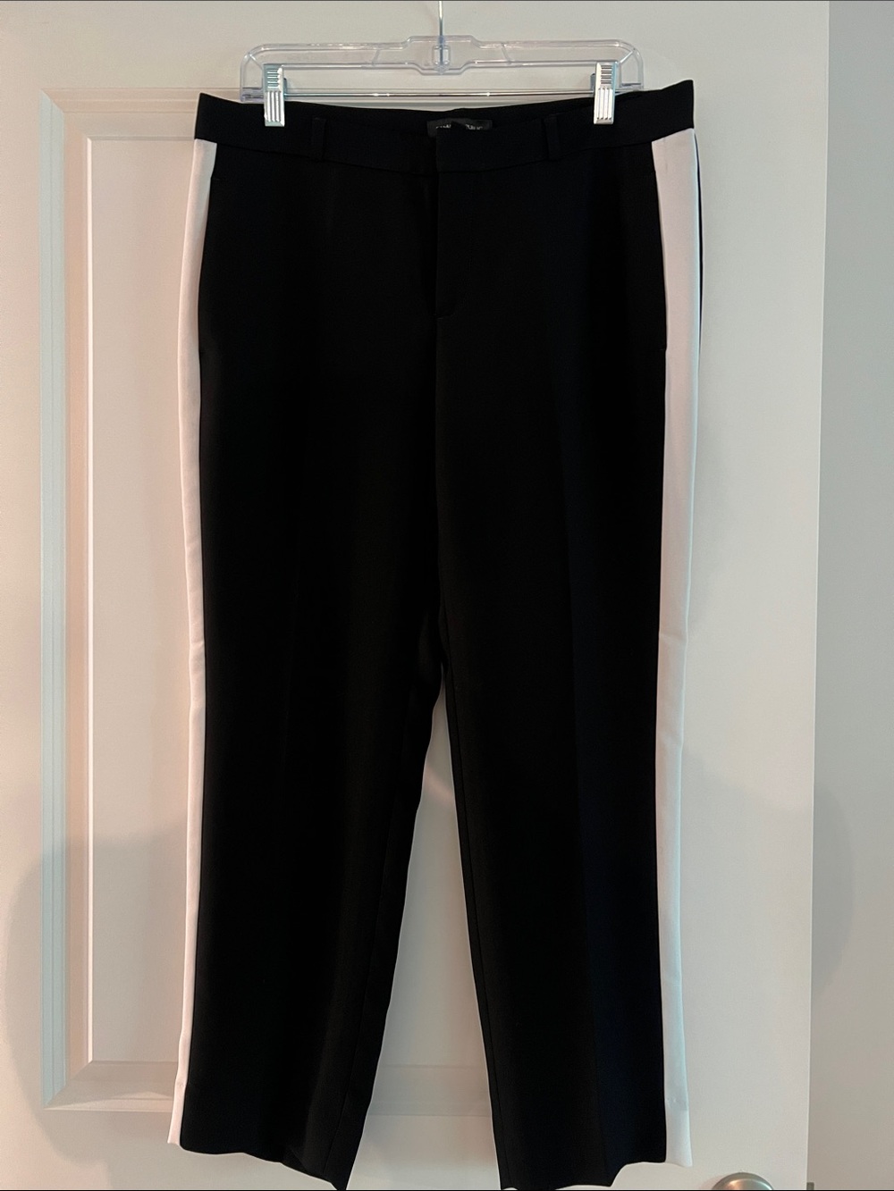 Banana Republic Avery Tuxedo Black Trousers with White Side Stripes
